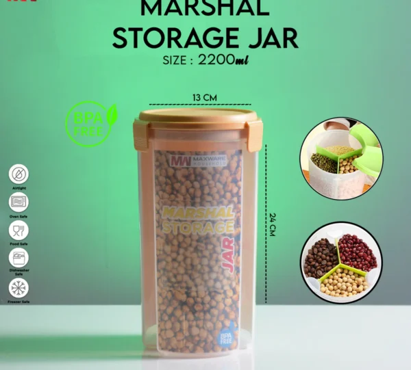 Marshal Storage Jar - 3 In 1 Jar - 3 Portion storage jar (2200 ml) (Random color) - Image 8