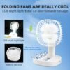 Mini USB Rechargeable Fan Desktop Foldable with Led Light | 3 Speed Adjustable For Household Bedroom For Office Home Cooling (Random colors) - Image 6