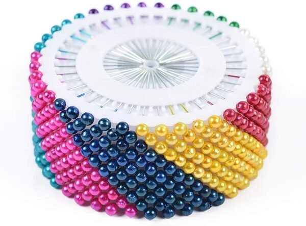 (pack of 12 ) Colourfull Scarf Pin  Round Pearl Straight Head Pins - Image 3