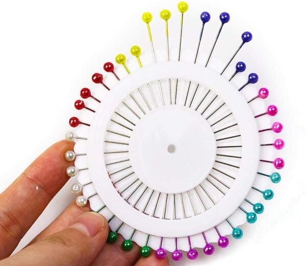 (pack of 12 ) Colourfull Scarf Pin  Round Pearl Straight Head Pins - Image 2