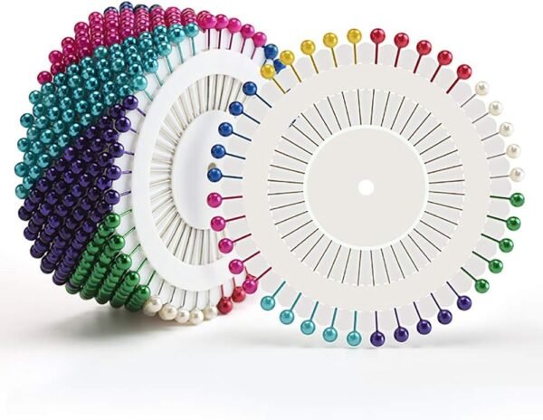 (pack of 12 ) Colourfull Scarf Pin  Round Pearl Straight Head Pins - Image 4