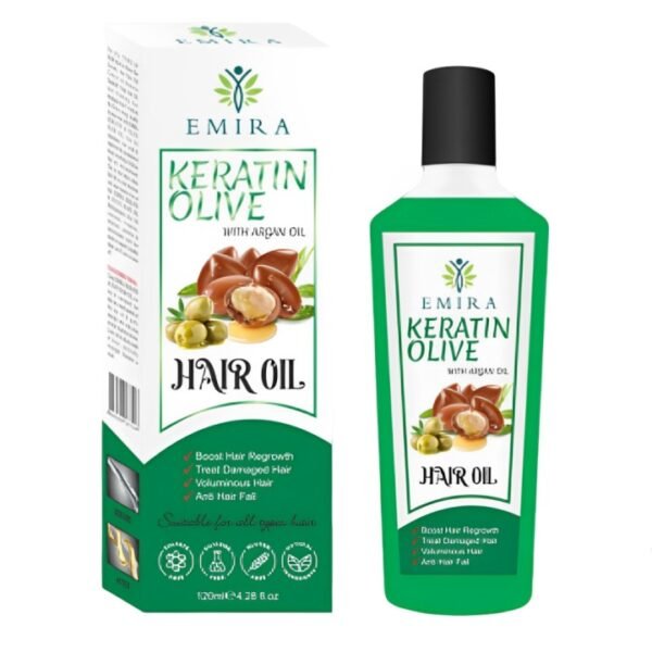EMIRA Keratin Olive with Argan Hair Oil For Boosting hair growth,Damaged hair,Volumirous hair,Anti hair fall - 120ml - Image 2