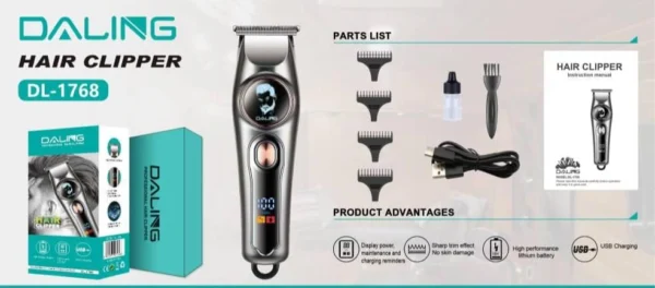 Daling DL-1768 Professional Hair Clipper High Performance Intellingent Induction Anti-pinch - Image 4
