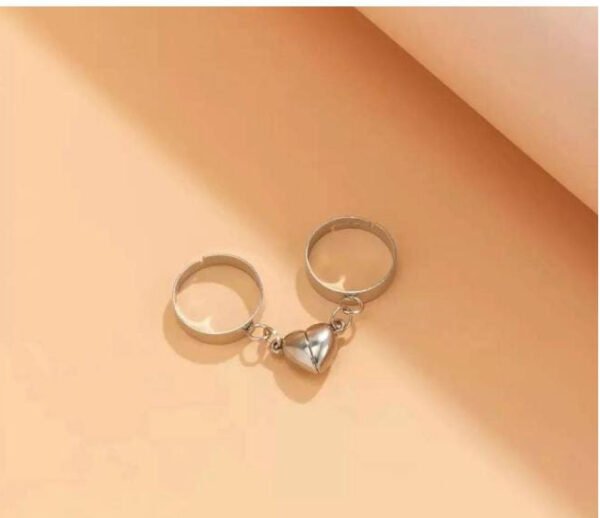 Broken heart rings set | Heart Magnet Couple Rings Attract Lovers, Friend Adjustable Ring - Image 7
