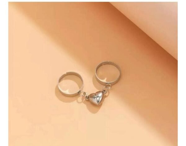 Broken heart rings set | Heart Magnet Couple Rings Attract Lovers, Friend Adjustable Ring - Image 8