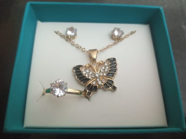 golden Butterfly Jewellery Set Earrings and rings Set for girls - Image 2
