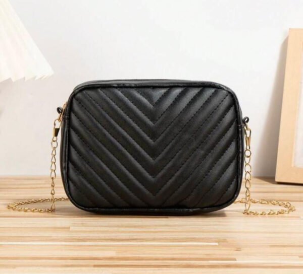 Horizontal Square Shaped Shoulder Bag | Pu Leather Bag for girls & Women (Black) - Image 4