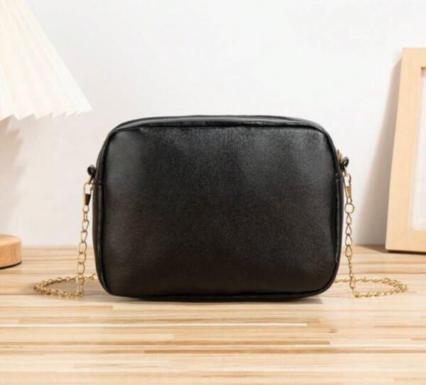 Horizontal Square Shaped Shoulder Bag | Pu Leather Bag for girls & Women (Black) - Image 2