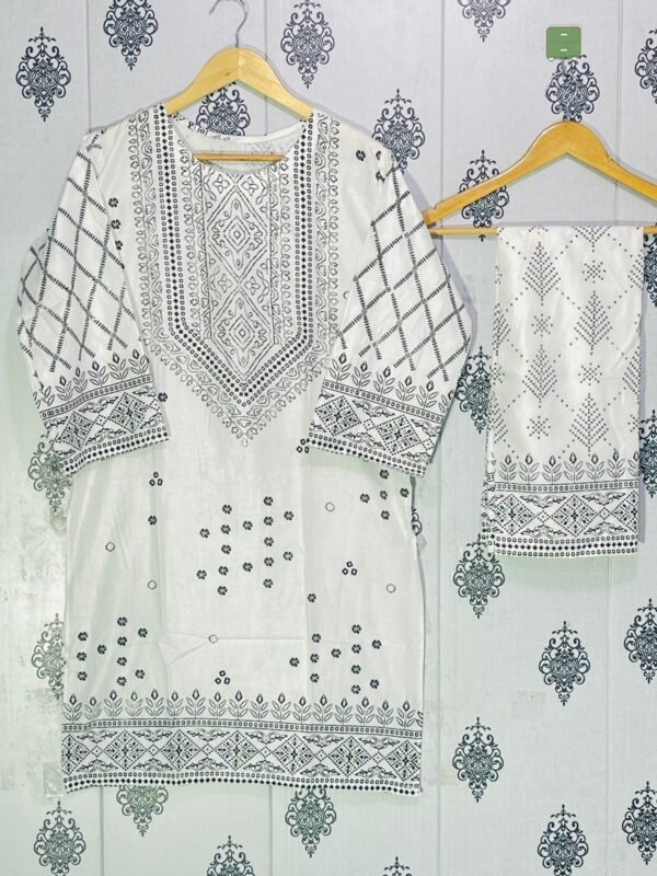 Summer Collection Linen Printed 2pc Dress Ready To Wear For Women - Image 11