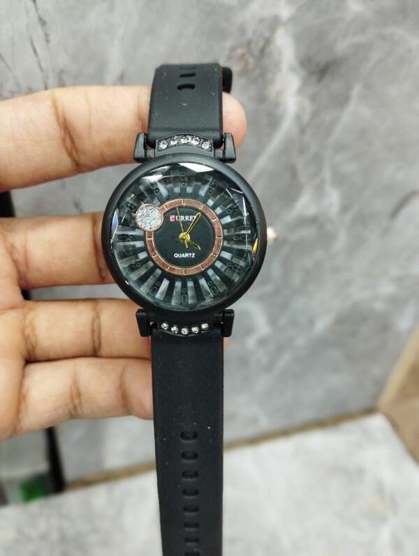 Curren Rubbar Belt Ladies Watch Model Diamond Round - Without Box - Image 2