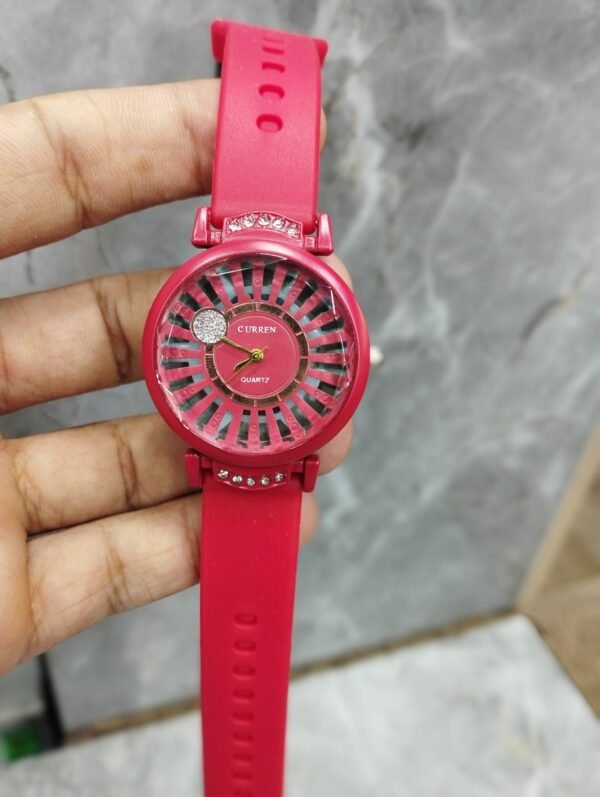 Curren Rubbar Belt Ladies Watch Model Diamond Round - Without Box - Image 4