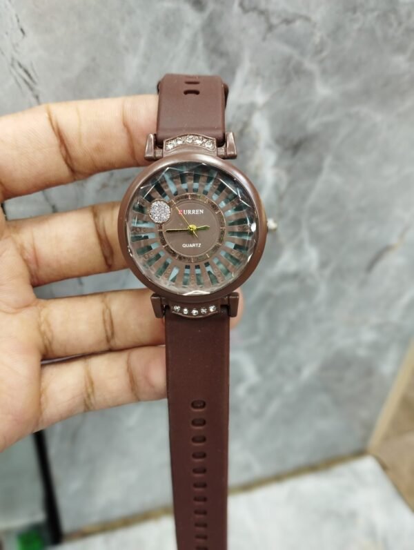 Curren Rubbar Belt Ladies Watch Model Diamond Round - Without Box - Image 7