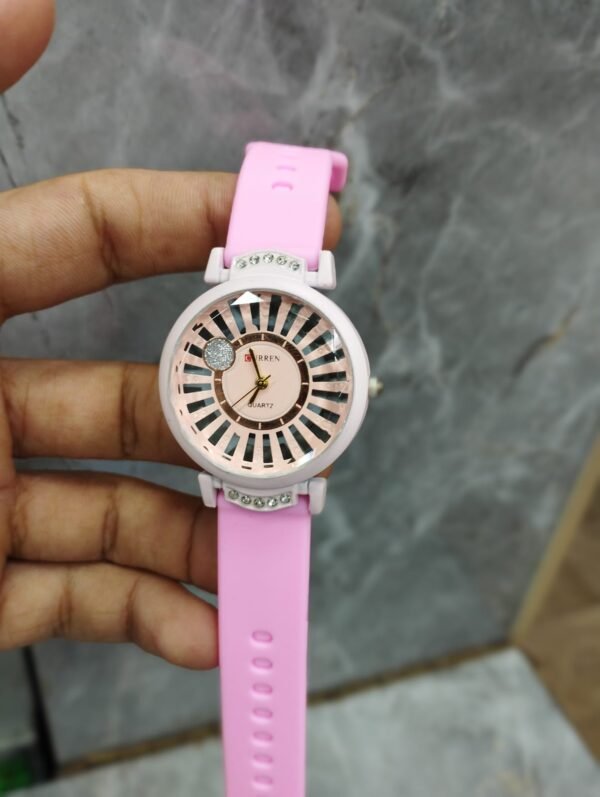 Curren Rubbar Belt Ladies Watch Model Diamond Round - Without Box - Image 6