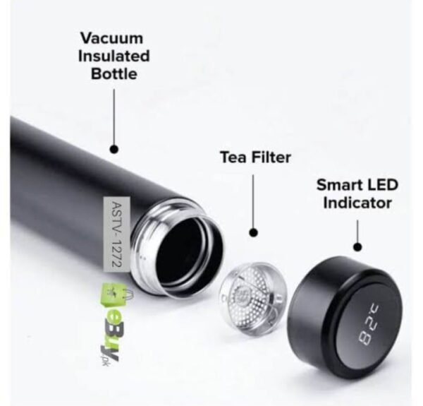 (500 ML ) Temperature Display Indicator Insulated Stainless Steel Hot & Cold Flask Bottle (Random Color) - Image 4