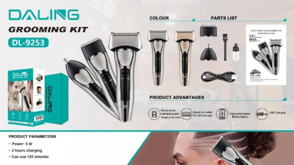 DALING  DL-9253 Professional Grooming Kit 3 in 1 With LCD Display - Image 8
