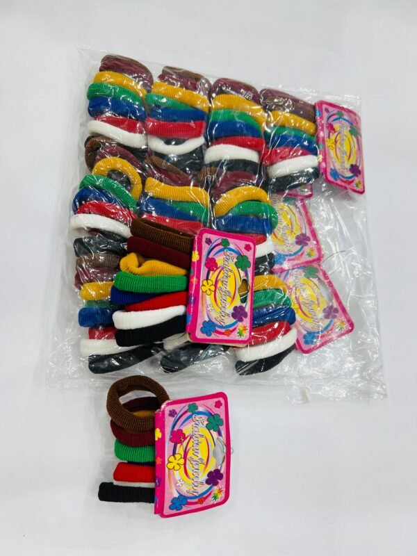 (Pack of 12)  Small Multicolor Pony hair ties for girls (random colors) - Image 2