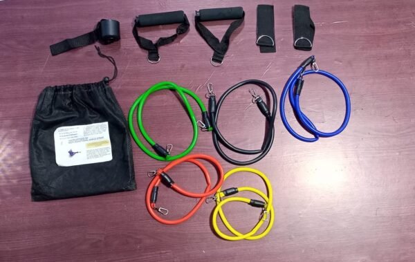 11 Pcs Resistance Fitness Band Set with Stackable Exercise Bands Legs Ankle Straps Multi-function Professional Fitness Equipment Set - Image 2