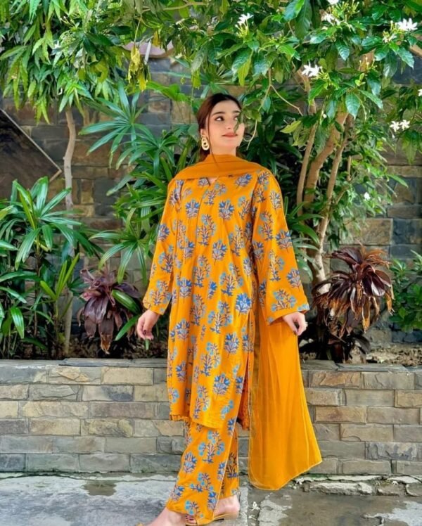 (mustard ) 2Pc  SAPPHIRE BRAND SUITS (Premium Lilen)